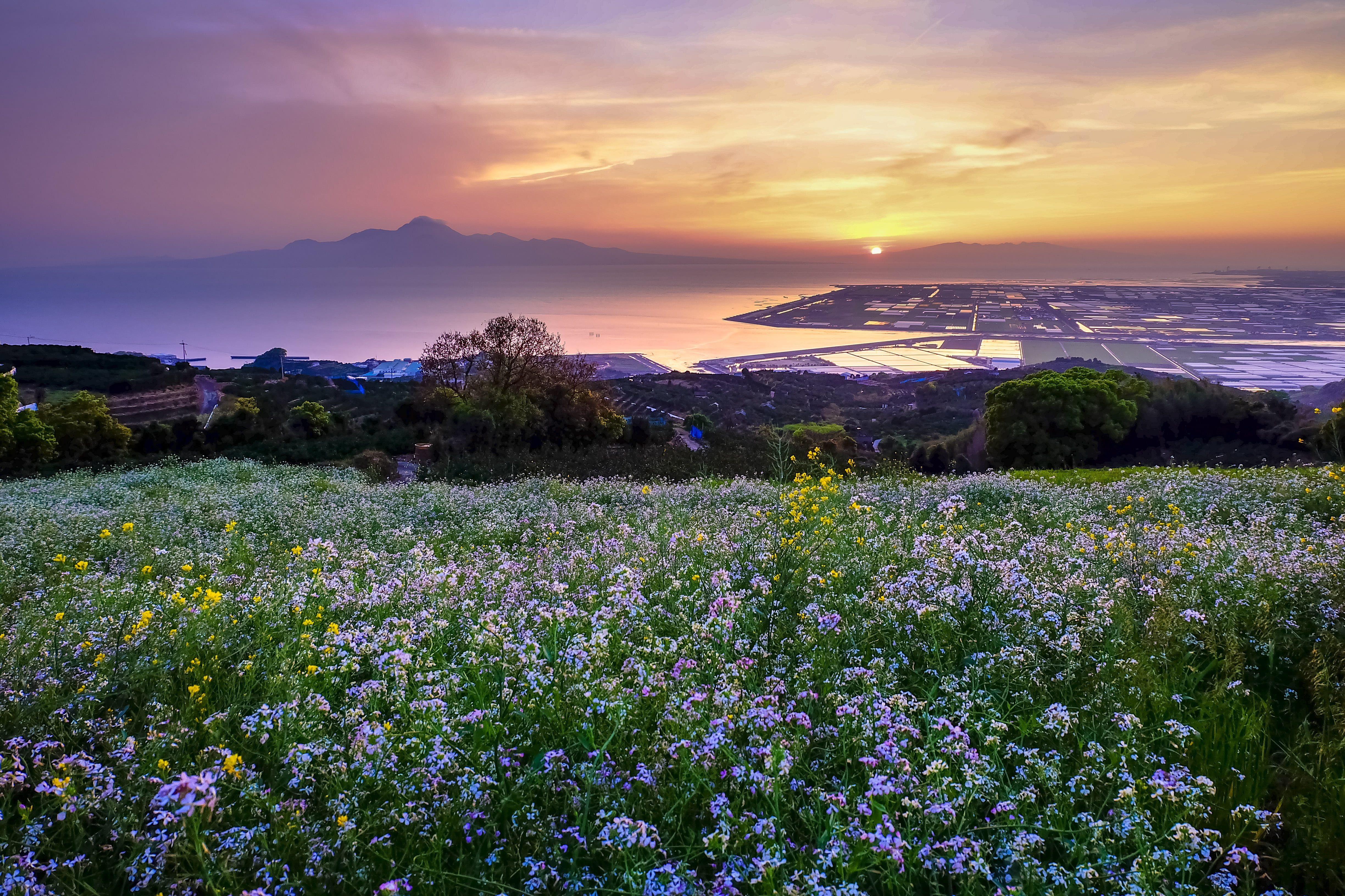 Japanese countryside on the island of Kyushu in Japan, near Kumamoto
