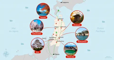 Carte de la région du Tohoku