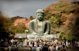 For nearly eight centuries, the great Buddha (daibutsu) has watched over the ancient capital of Japan, Kamakura, 45 minutes by train from Tokyo