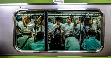 Train in Japan with people inside