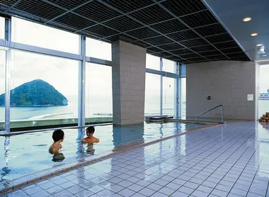 In the Yusa onsen, with a view of Asamushi bay